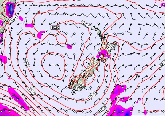New Zealand forecast chart for Tuesday, February 24th, 2026 at 6:00 AM