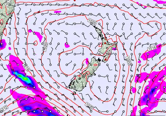 New Zealand forecast chart for Tuesday, February 24th, 2026 at 6:00 PM