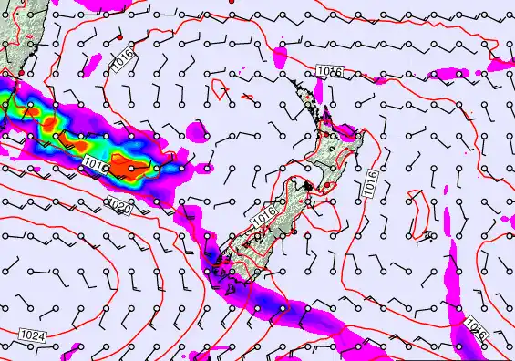 New Zealand forecast chart for Thursday, February 26th, 2026 at 12:00 AM