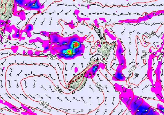 New Zealand forecast chart for Thursday, February 26th, 2026 at 6:00 PM