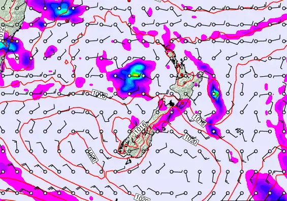 New Zealand forecast chart for Friday, February 27th, 2026 at 12:00 AM