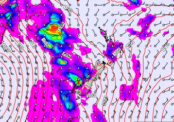 New Zealand forecast chart for Saturday, February 28th, 2026 at 6:00 AM