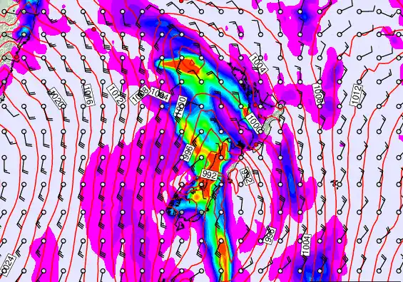 New Zealand forecast chart for Saturday, February 28th, 2026 at 6:00 PM