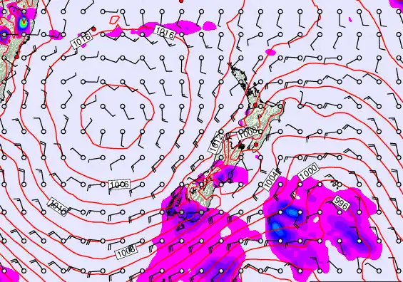 New Zealand forecast chart for Friday, February 20th, 2026 at 6:00 AM