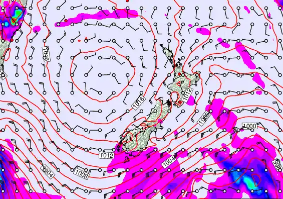 New Zealand forecast chart for Friday, February 20th, 2026 at 12:00 PM