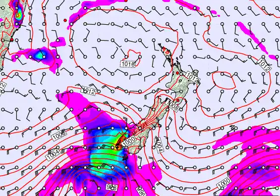 New Zealand forecast chart for Saturday, February 21st, 2026 at 6:00 AM