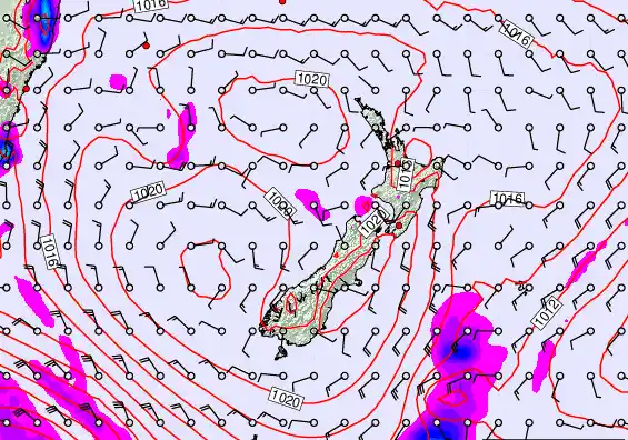New Zealand forecast chart for Tuesday, February 24th, 2026 at 6:00 AM