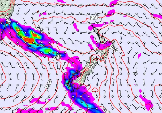 New Zealand forecast chart for Thursday, February 26th, 2026 at 12:00 AM