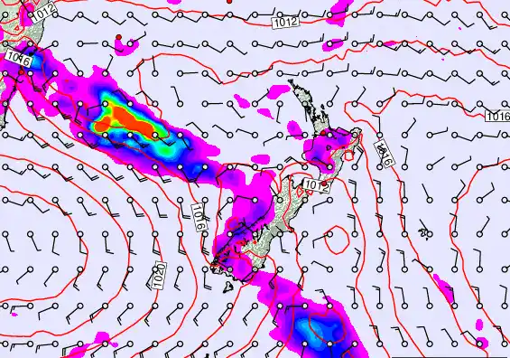 New Zealand forecast chart for Thursday, February 26th, 2026 at 6:00 AM