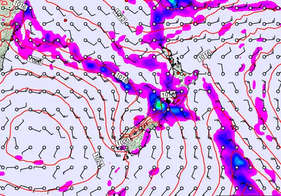 New Zealand forecast chart for Friday, February 27th, 2026 at 12:00 AM