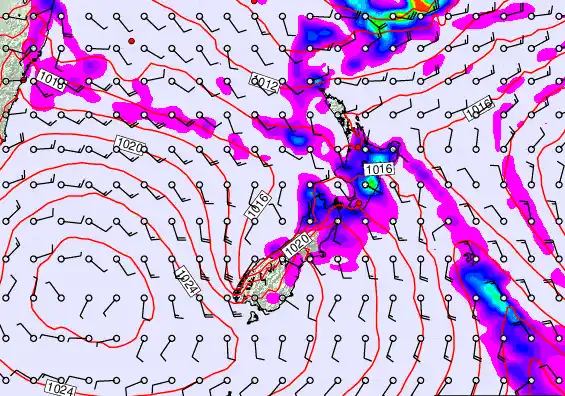 New Zealand forecast chart for Friday, February 27th, 2026 at 6:00 AM