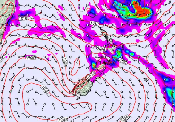 New Zealand forecast chart for Friday, February 27th, 2026 at 6:00 PM