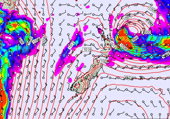 New Zealand forecast chart for Sunday, March 1st, 2026 at 6:00 AM