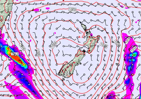 New Zealand forecast chart for Tuesday, February 24th, 2026 at 6:00 PM