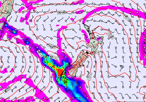 New Zealand forecast chart for Wednesday, February 25th, 2026 at 6:00 PM
