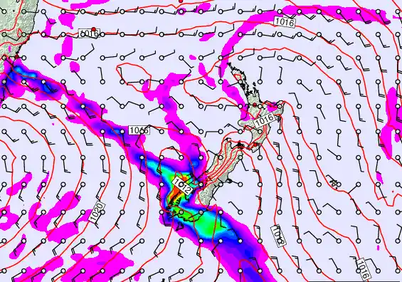 New Zealand forecast chart for Thursday, February 26th, 2026 at 12:00 AM
