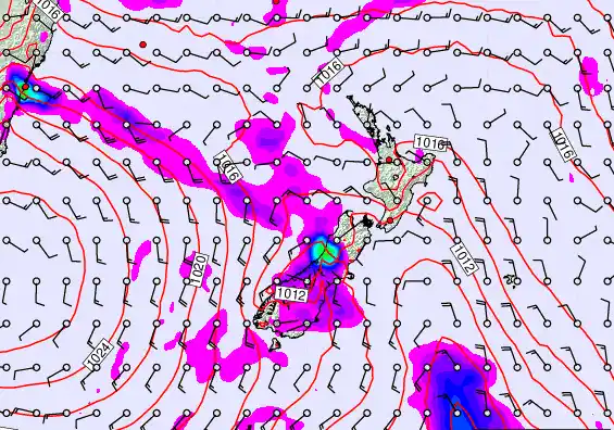 New Zealand forecast chart for Thursday, February 26th, 2026 at 12:00 PM