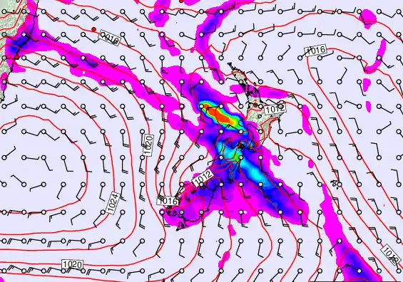 New Zealand forecast chart for Friday, February 27th, 2026 at 12:00 AM