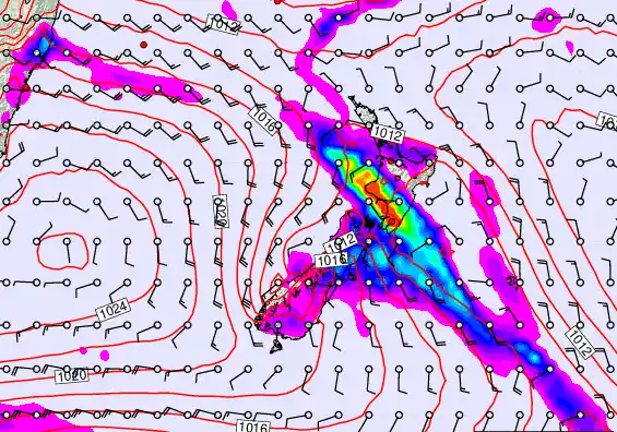 New Zealand forecast chart for Friday, February 27th, 2026 at 6:00 AM
