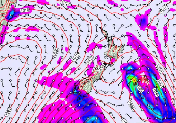 New Zealand forecast chart for Saturday, February 28th, 2026 at 6:00 AM