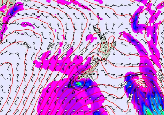 New Zealand forecast chart for Saturday, February 28th, 2026 at 12:00 PM