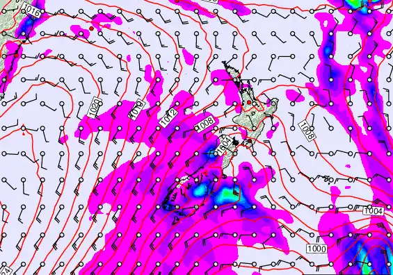 New Zealand forecast chart for Saturday, February 28th, 2026 at 6:00 PM