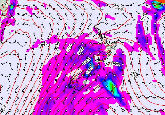 New Zealand forecast chart for Sunday, March 1st, 2026 at 12:00 AM