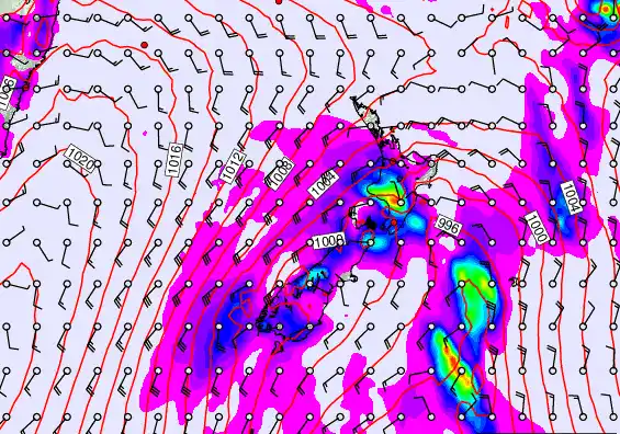 New Zealand forecast chart for Sunday, March 1st, 2026 at 6:00 AM
