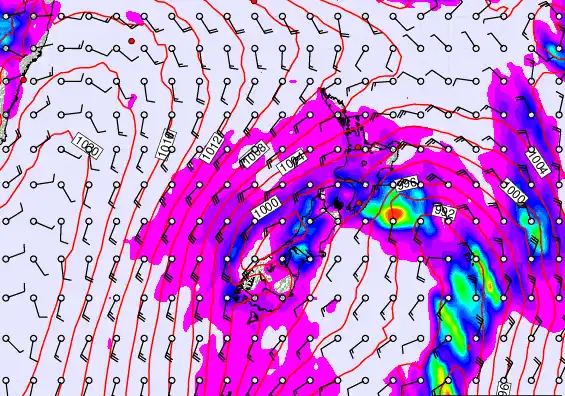 New Zealand forecast chart for Sunday, March 1st, 2026 at 12:00 PM