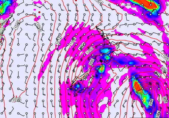 New Zealand forecast chart for Monday, March 2nd, 2026 at 12:00 AM