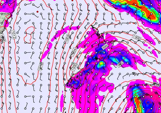 New Zealand forecast chart for Monday, March 2nd, 2026 at 6:00 AM
