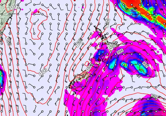 New Zealand forecast chart for Monday, March 2nd, 2026 at 12:00 PM