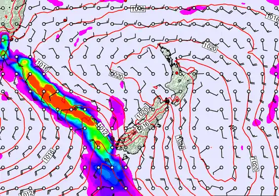 New Zealand forecast chart for Wednesday, February 25th, 2026 at 6:00 AM