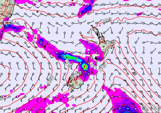 New Zealand forecast chart for Thursday, February 26th, 2026 at 6:00 AM