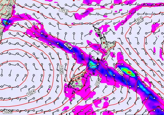 New Zealand forecast chart for Thursday, February 26th, 2026 at 6:00 PM