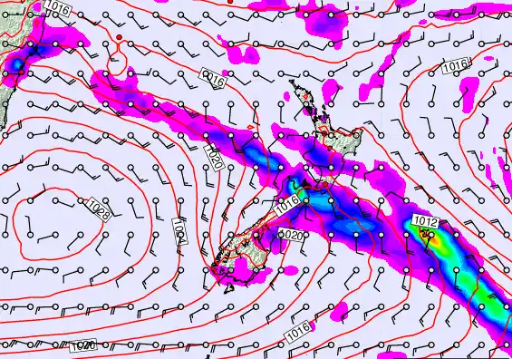 New Zealand forecast chart for Friday, February 27th, 2026 at 12:00 AM