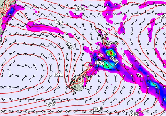 New Zealand forecast chart for Friday, February 27th, 2026 at 6:00 AM