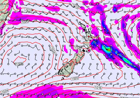 New Zealand forecast chart for Friday, February 27th, 2026 at 6:00 PM