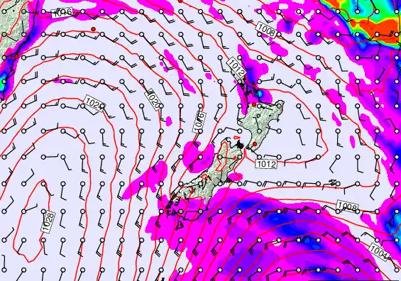 New Zealand forecast chart for Saturday, February 28th, 2026 at 6:00 PM