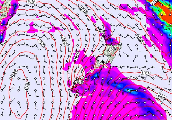 New Zealand forecast chart for Sunday, March 1st, 2026 at 12:00 AM