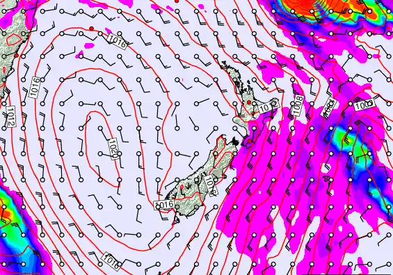New Zealand forecast chart for Monday, March 2nd, 2026 at 6:00 AM