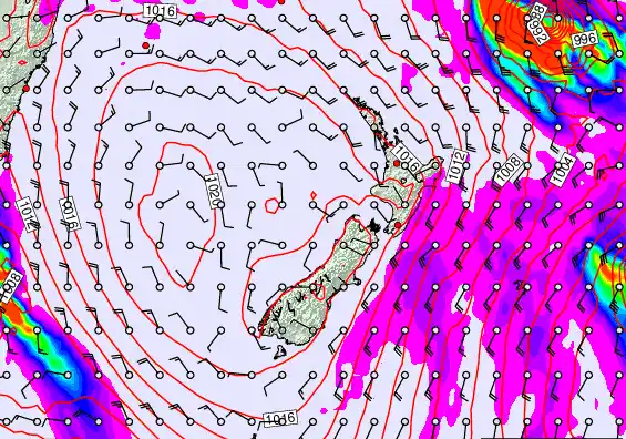 New Zealand forecast chart for Monday, March 2nd, 2026 at 12:00 PM