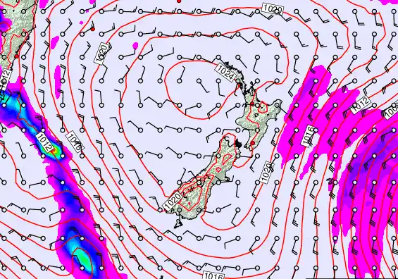 New Zealand forecast chart for Tuesday, March 3rd, 2026 at 6:00 AM