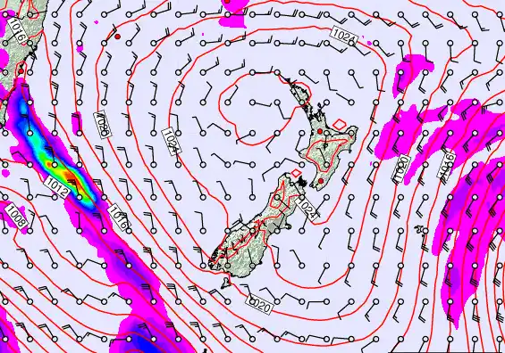 New Zealand forecast chart for Tuesday, March 3rd, 2026 at 12:00 PM