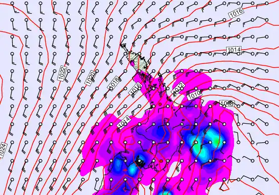 North Island forecast chart for Thursday, November 21st, 2024 at 6:00 AM