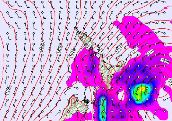 North Island forecast chart for Thursday, November 21st, 2024 at 12:00 PM