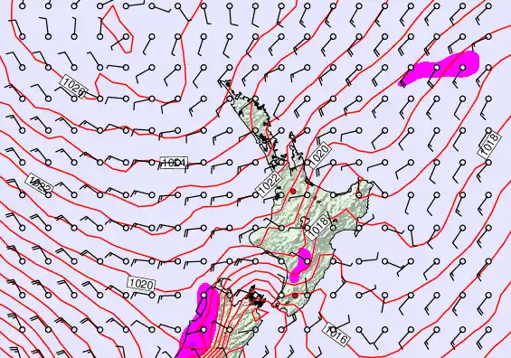 North Island forecast chart for Tuesday, September 16th, 2025 at 6:00 AM