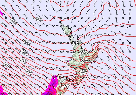 North Island forecast chart for Tuesday, September 16th, 2025 at 6:00 PM