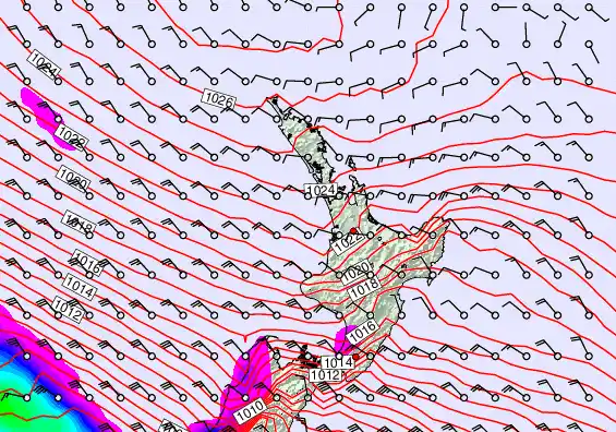 North Island forecast chart for Wednesday, September 17th, 2025 at 12:00 AM