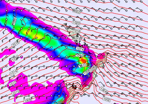 North Island forecast chart for Thursday, September 18th, 2025 at 12:00 AM